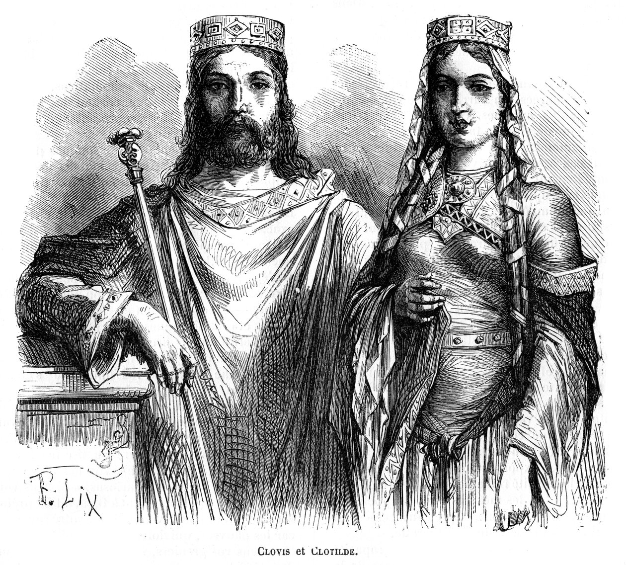 Kral Clovis I ve Frankların Kraliçesi Clotilde, 5. yüzyılın sonu - 6. yüzyılın başı 1882-1884. by Frederic Lix