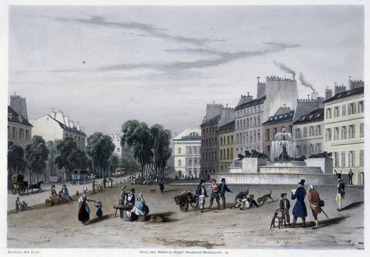 Su kulesi (Çeşme), Bd St Martin - Martens tarafından “”Paris in 1832”de by Frederic Martens