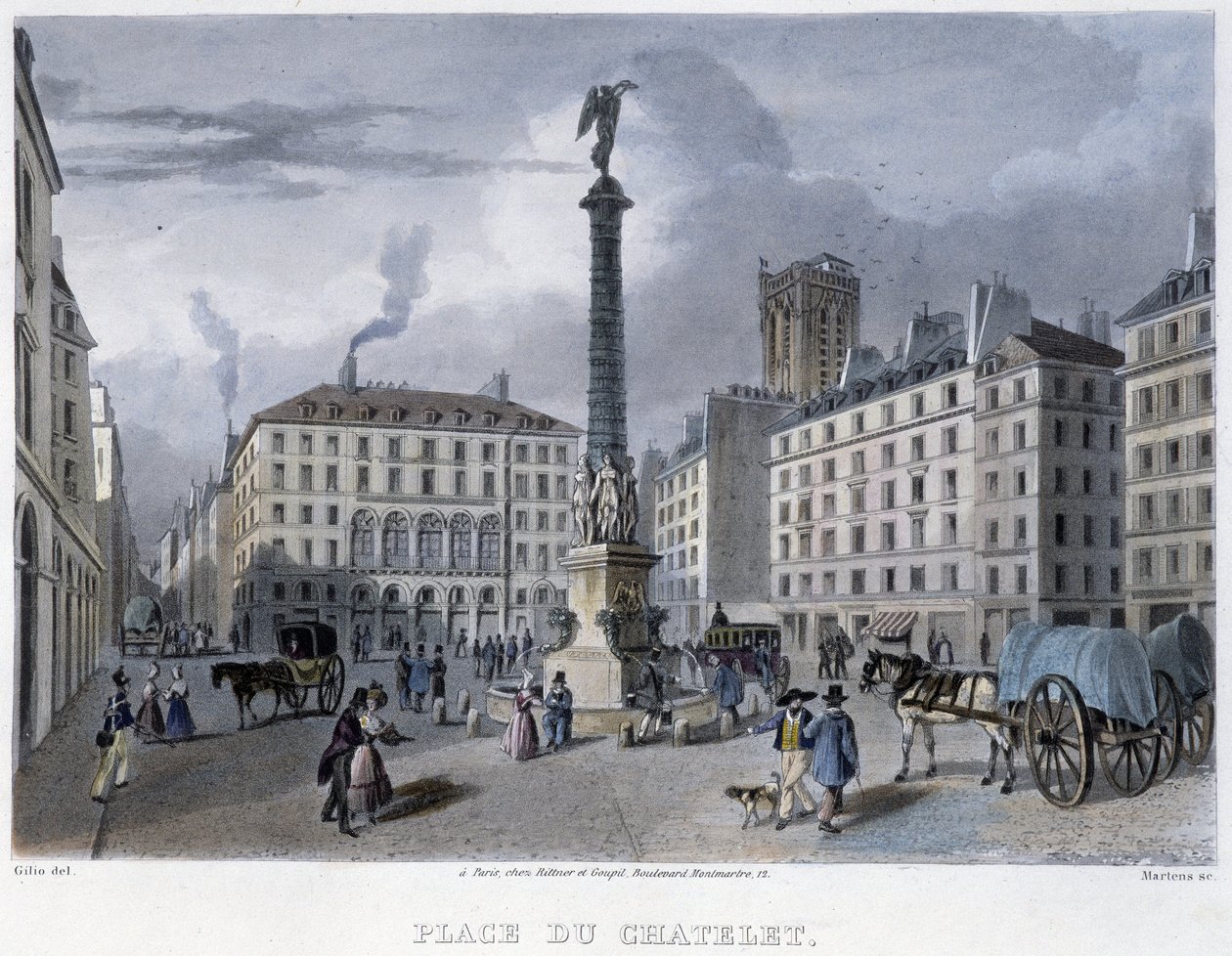 Place du Chatelet - Martens tarafından “” Paris en 1832”de by Frederic Martens