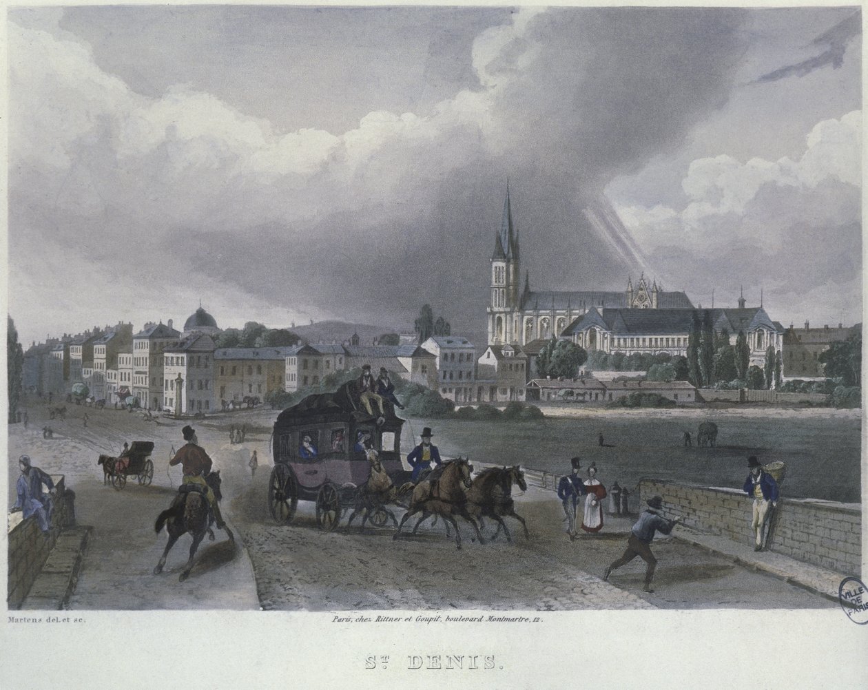 St. Denis Kasabası, Frederic Martens (1809-75) 1832 (renkli gravür) tarafından oyulmuş by Frederic Martens