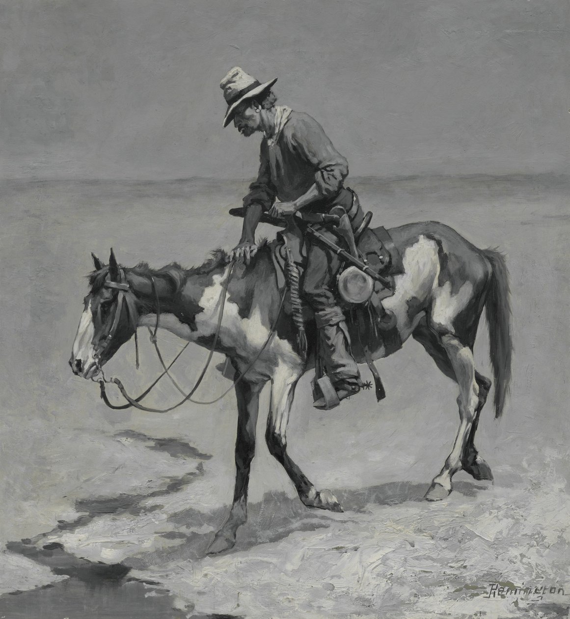 Bir Texas Pony, 1889 (kompozisyon tahtasındaki yağ) by Frederic Remington