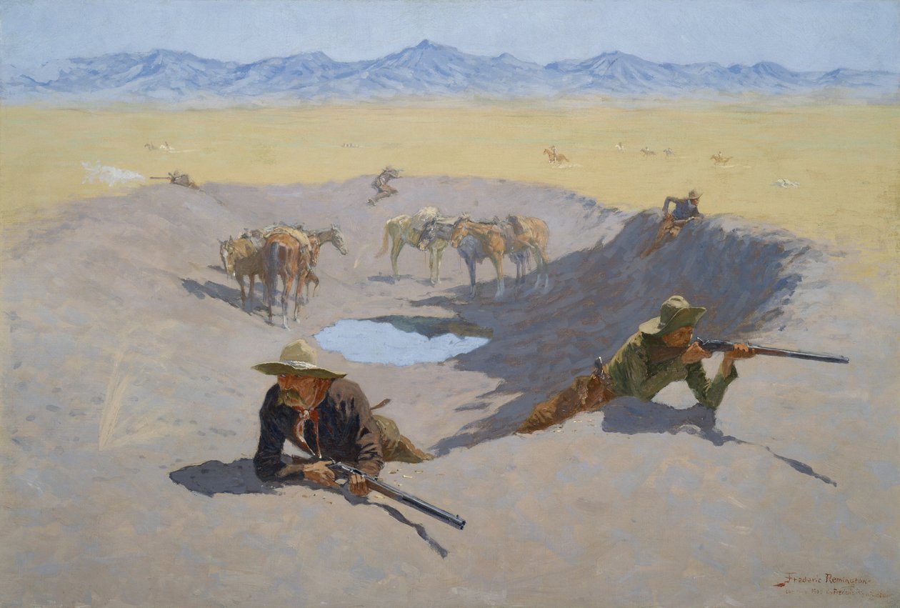 Waterhole için Savaş, 1903 by Frederic Remington
