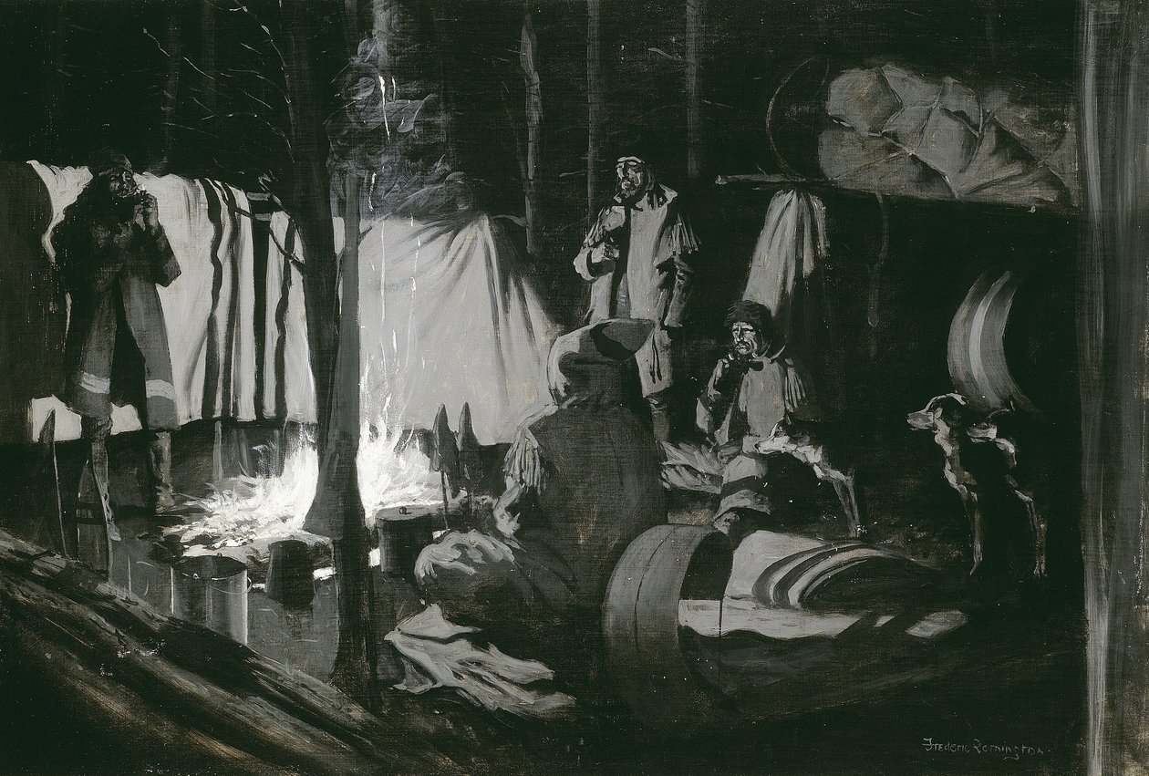 Gezinin İlk ve En İyi Kampı, 1895 by Frederic Remington