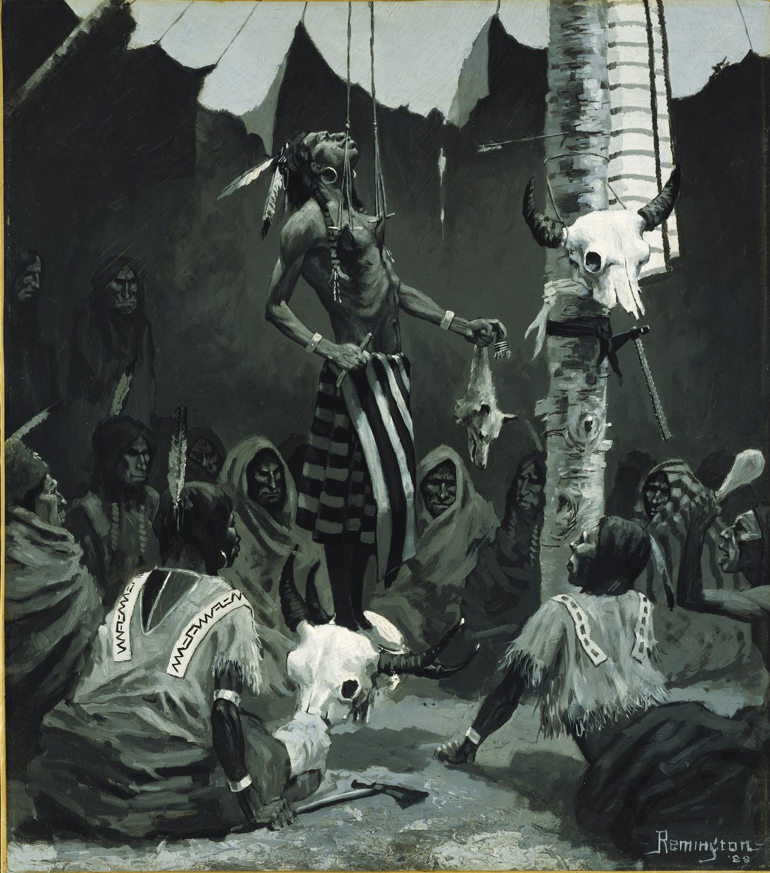 Mandan Başlatma Töreni by Frederic Remington