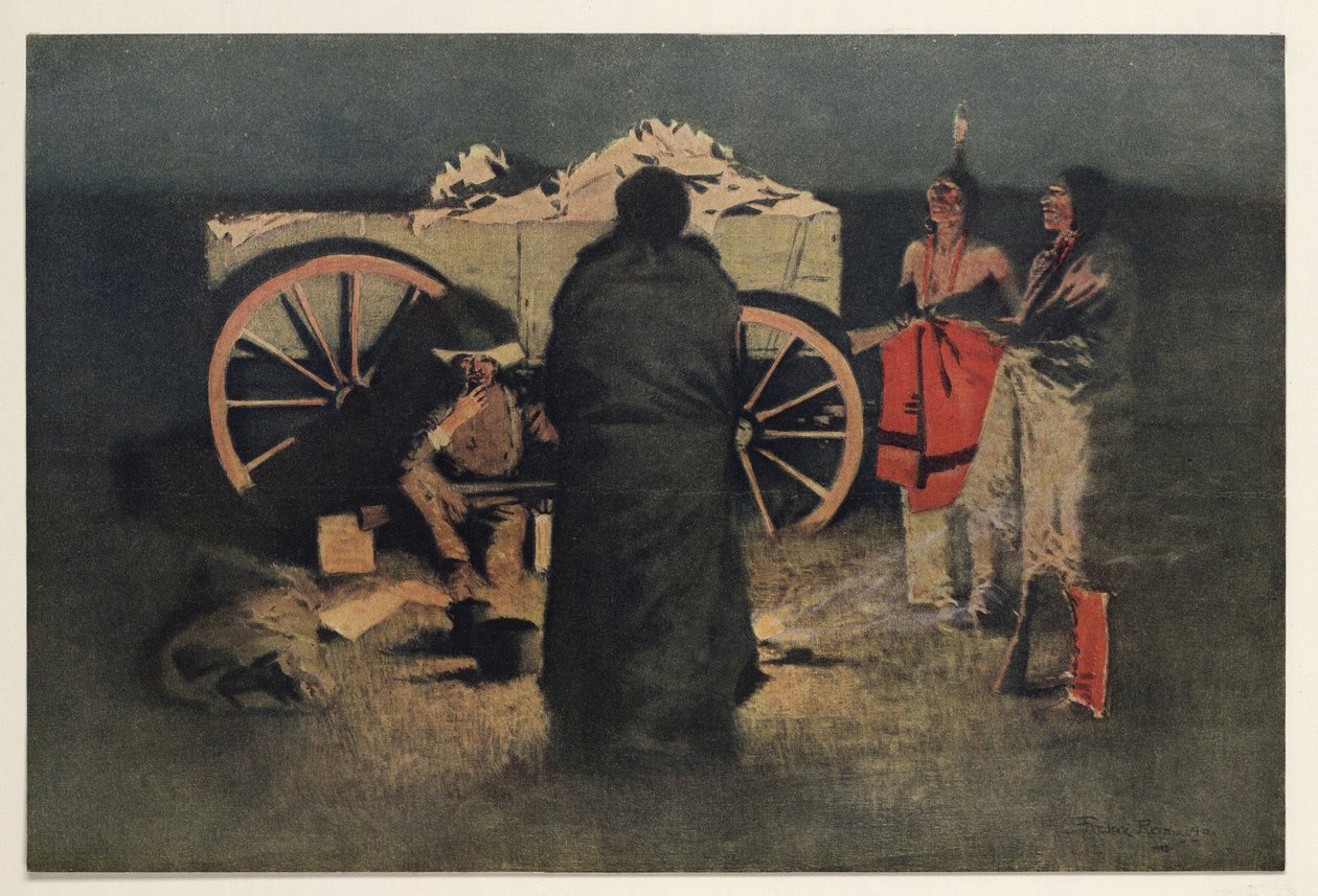 Gece Kampı, bar. 1905 by Frederic Remington