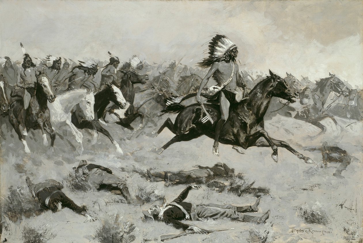 Acele Kırmızı Localar Çizgiden Geçti by Frederic Remington