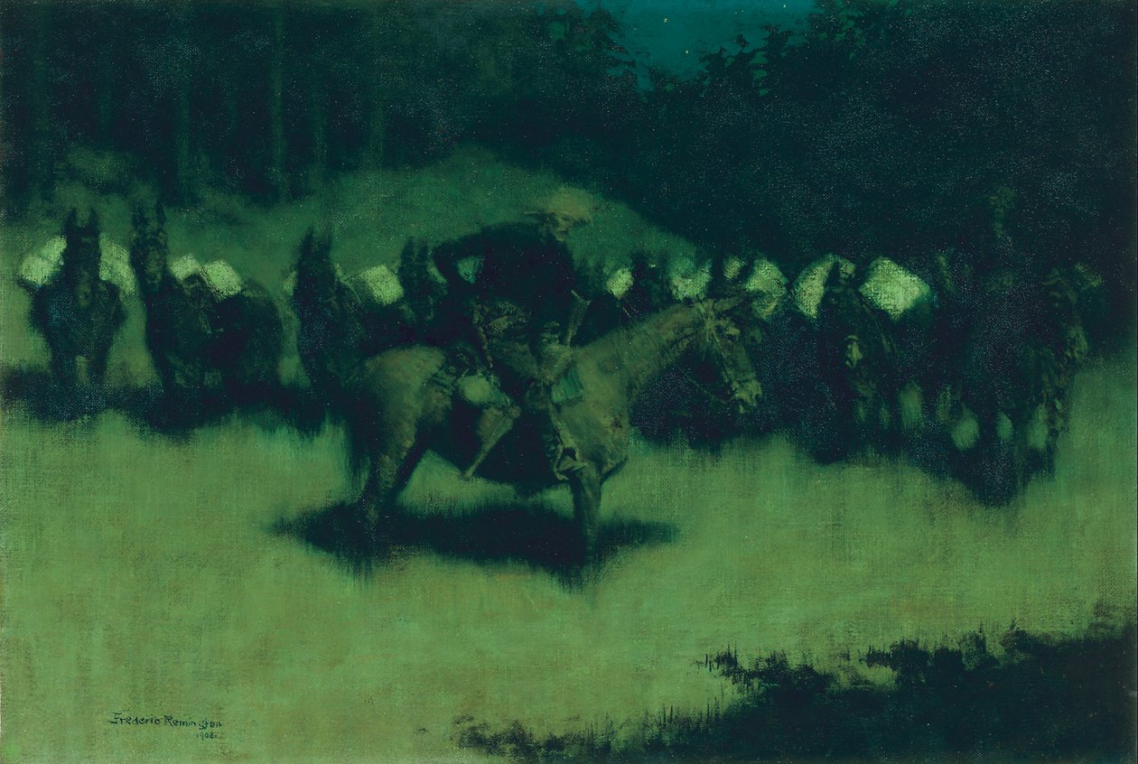 Bir Paket Treninde Korku, 1908 by Frederic Remington