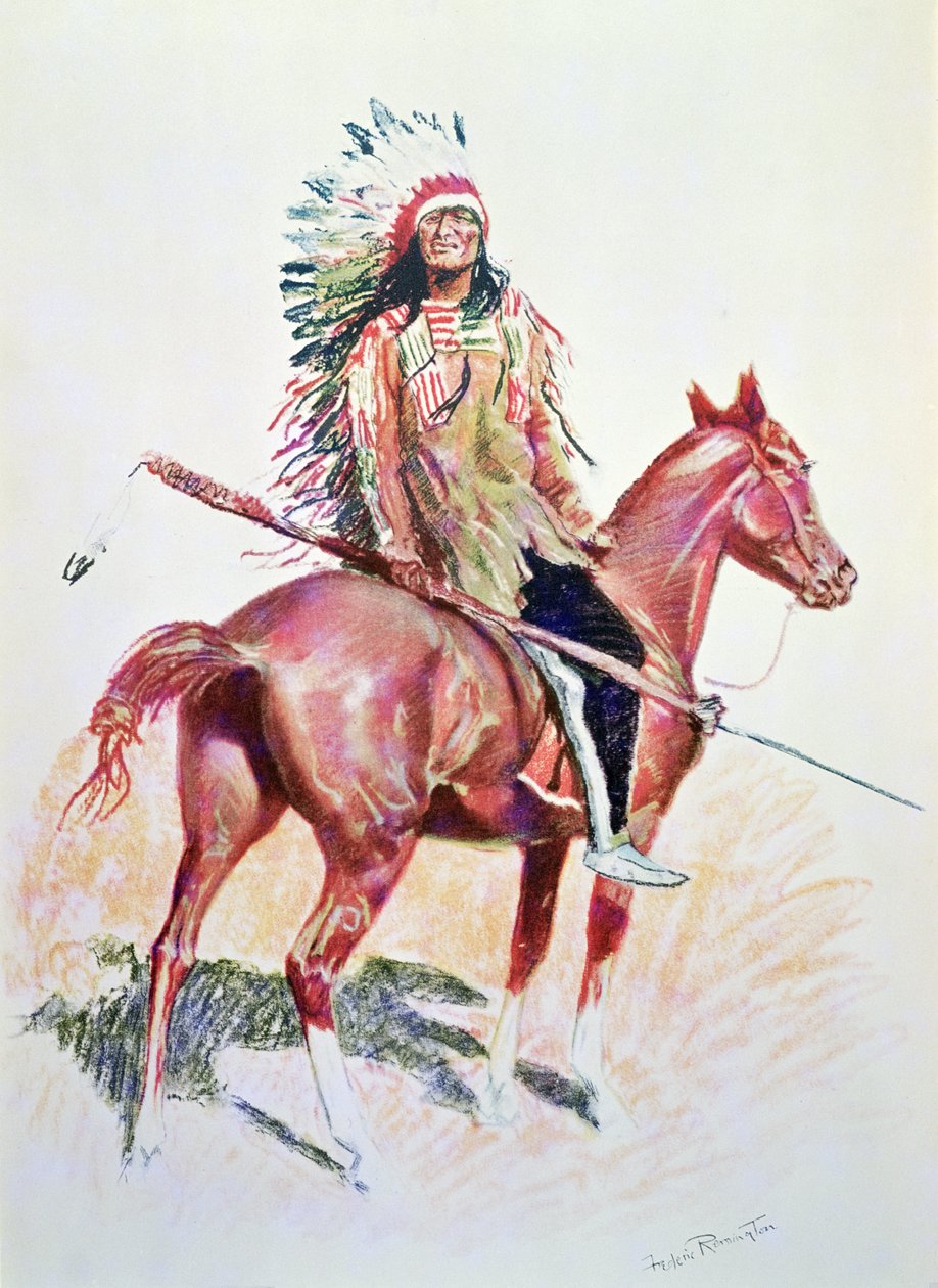 Sioux Chief (renkli taş) by Frederic Remington