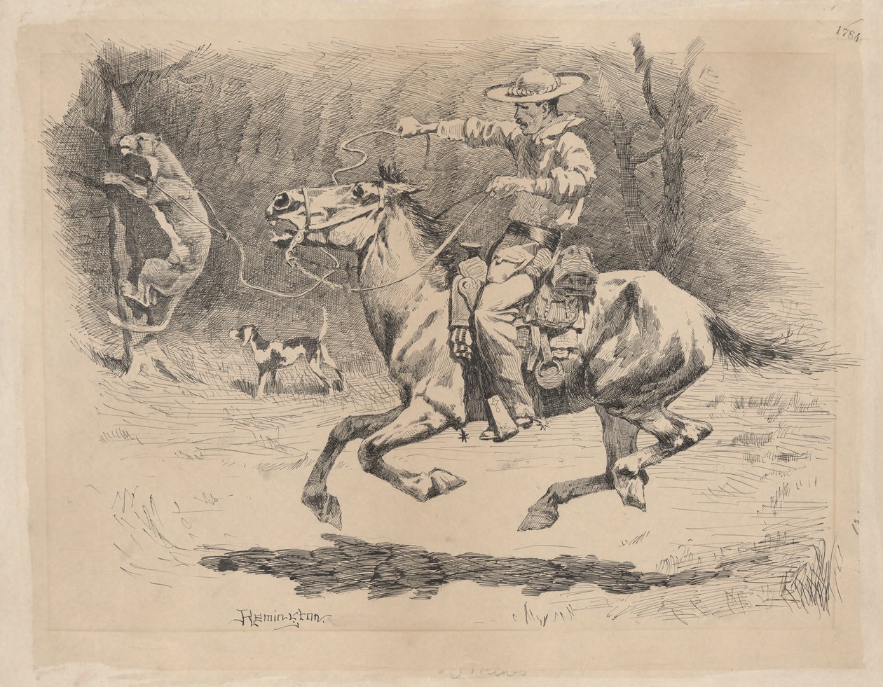 Peşinde Atını Mahmuzlamak by Frederic Remington