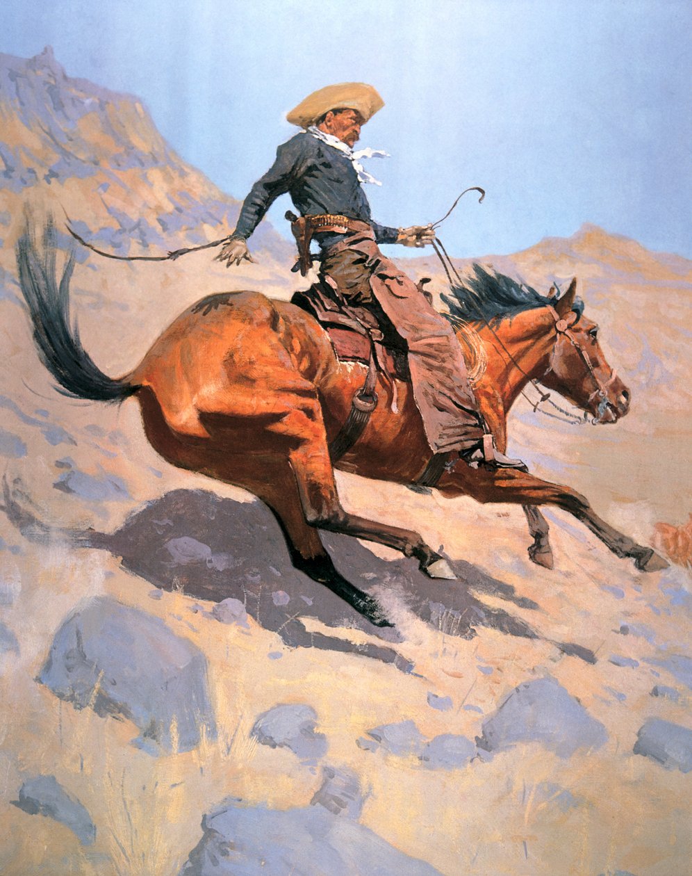Kovboy (tuval üzerine yağlı boya) by Frederic Remington