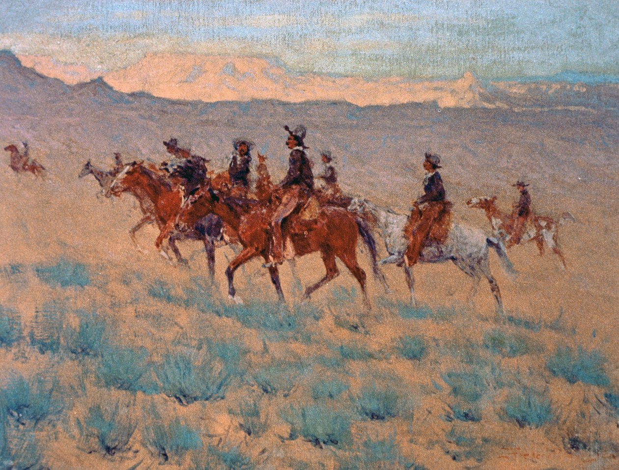 Cowpunchers (kağıt üzerine sulu boya) by Frederic Remington