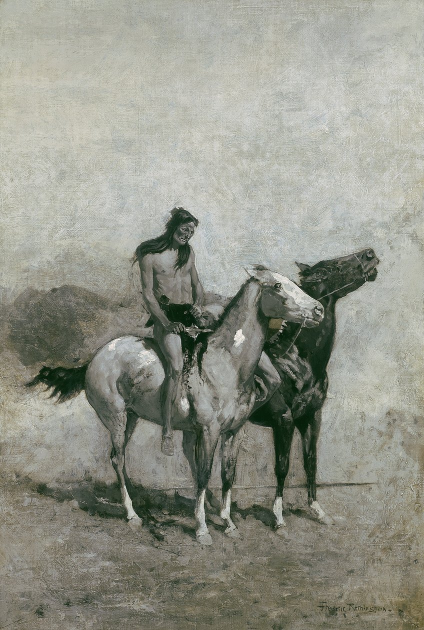 Ateş Yiyen Kurbanını Midillisinin Üzerinden Astı, 1900 dolayları by Frederic Remington