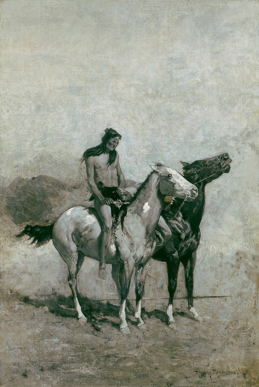 Ateş Yiyen Kurbanını Midillisinin Üzerinden Astı, c. 1900. by Frederic Remington