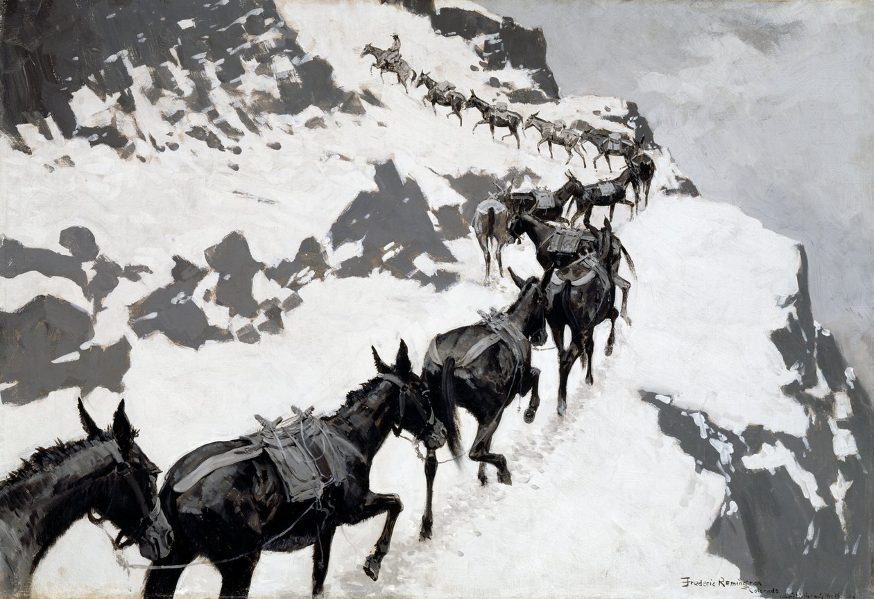 Katır Sürüsü (Gümüş Madenlerine Giden Bir Cevher Treni, Colorado) 1901 by Frederic Remington
