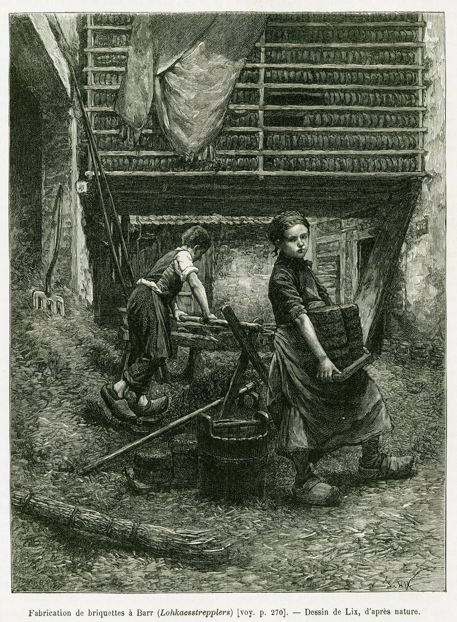 Briketlemede çocuk işçiliği, Barr. Edouard Charton (1807-1890), Hachette, Paris tarafından yönetilen tur du monde 1888