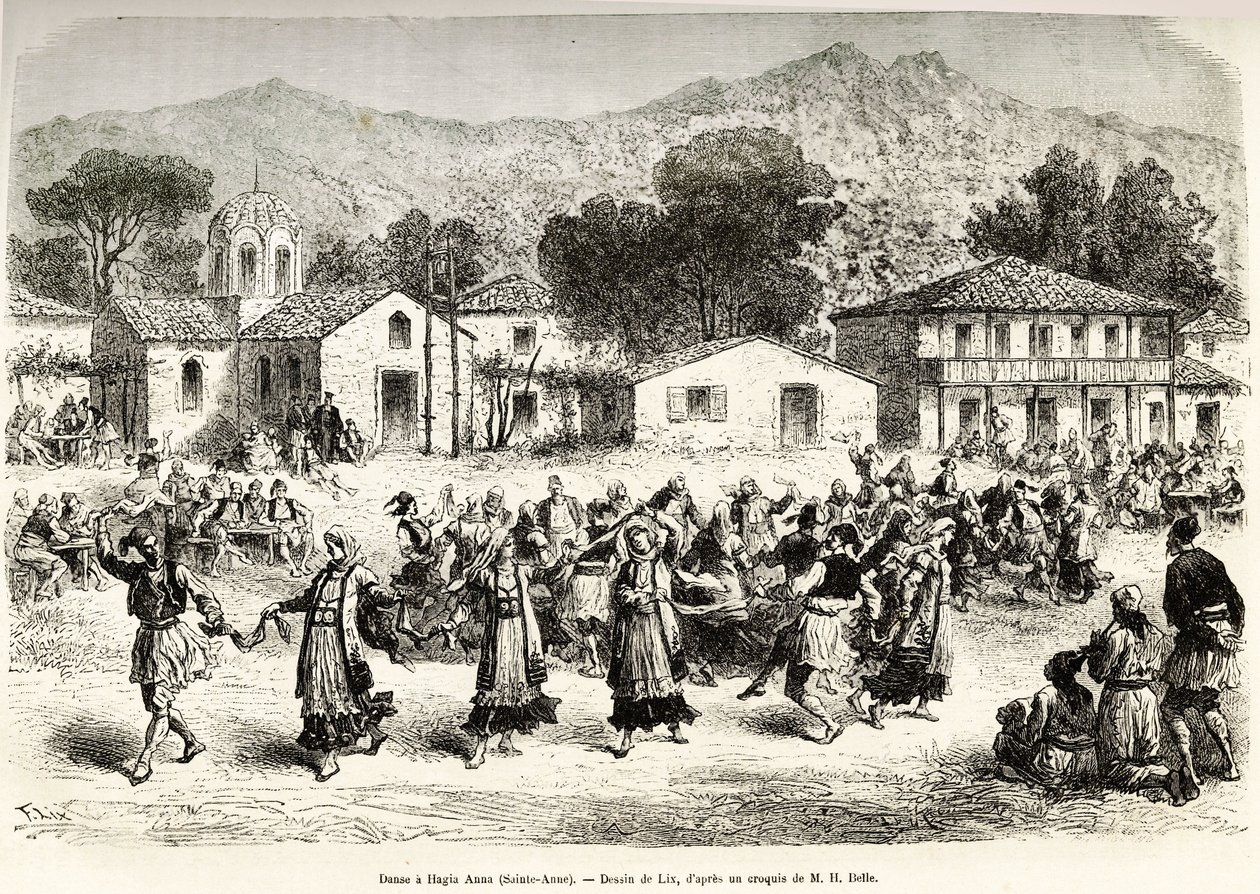 Haggia Anna (Aziz Anne) köy meydanında halk dansları. Yunanistan