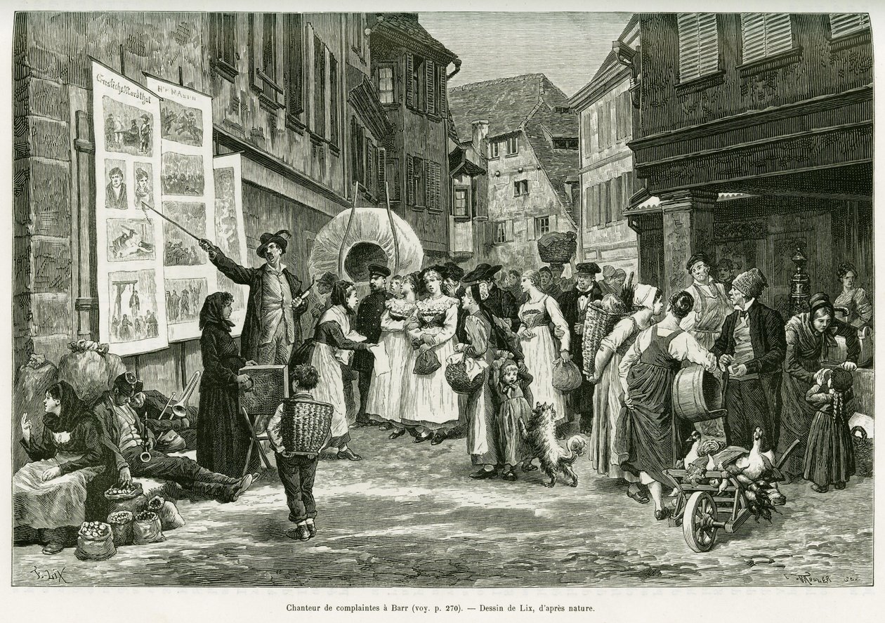 Barr sokaklarında ağlayan şarkıcı. Edouard Charton (1807-1890), Hachette, Paris tarafından yönetilen tur du monde 1888