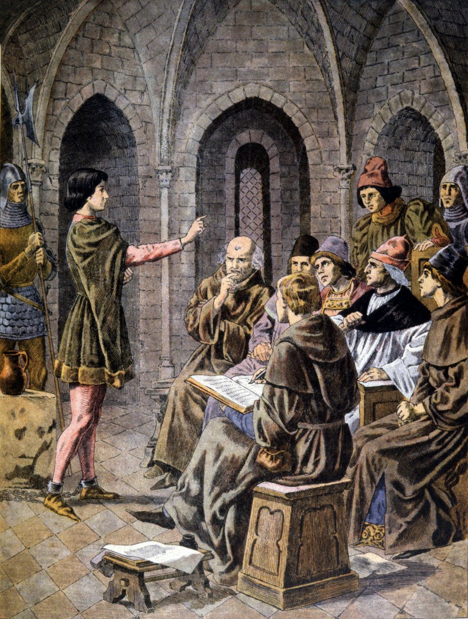 Joan of Arc'ın davası, c. 1910 (gravür) by Frederic Theodore Lix