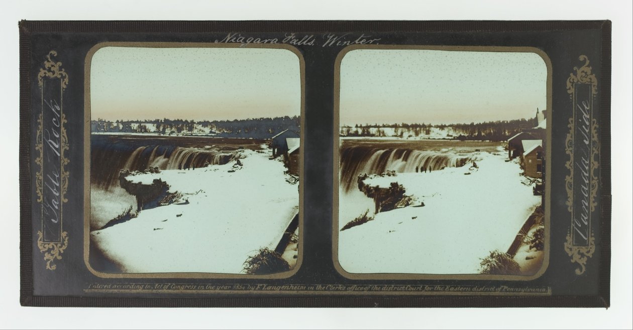 Kış, Niagara Şelalesi, Masa Kayası, Kanada Tarafı by Frederic and William Langenheim