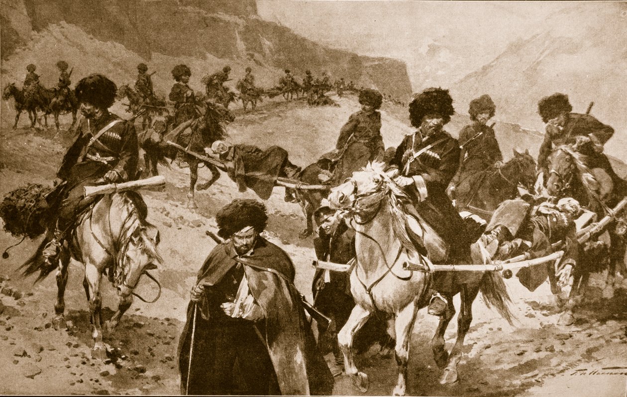 Kafkas dağlarında Kazak Ambulans Konvoyu, 1914-19 by Frederic de Haenen