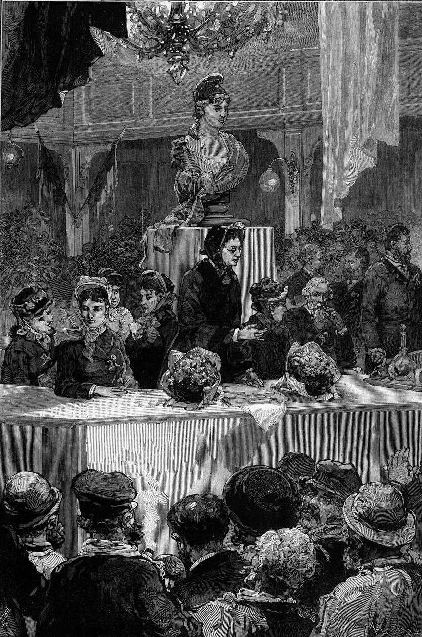 Louise Michel (1830-1905) tarafından verilen konferans, Paris