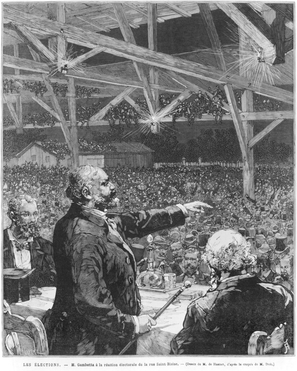 Leon Gambetta a la reunion electorale de la rue Sainte-Blaise, c.1879  by Frederic de Haenen