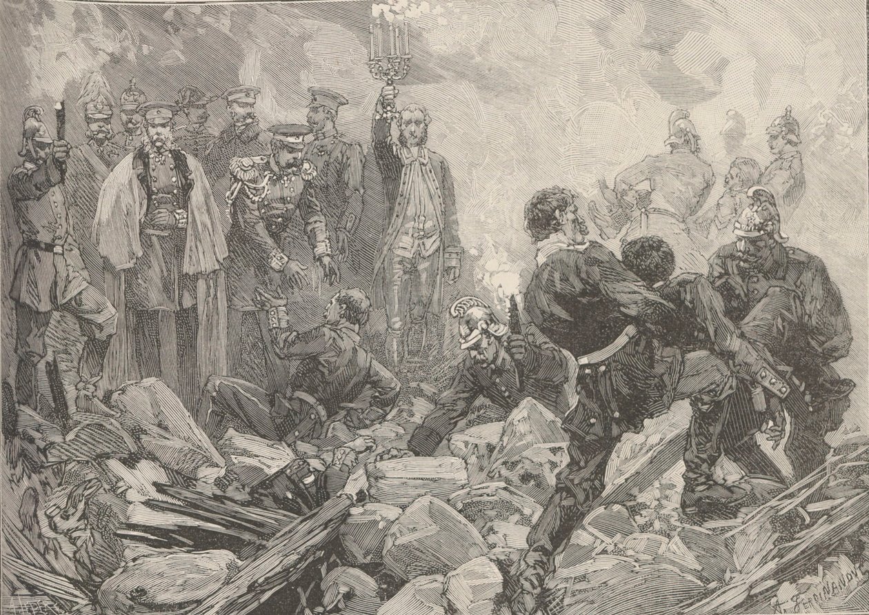 Patlamadan sonra Kışlık Saray, 17 Şubat 1880 akşamı. by Frederic de Haenen