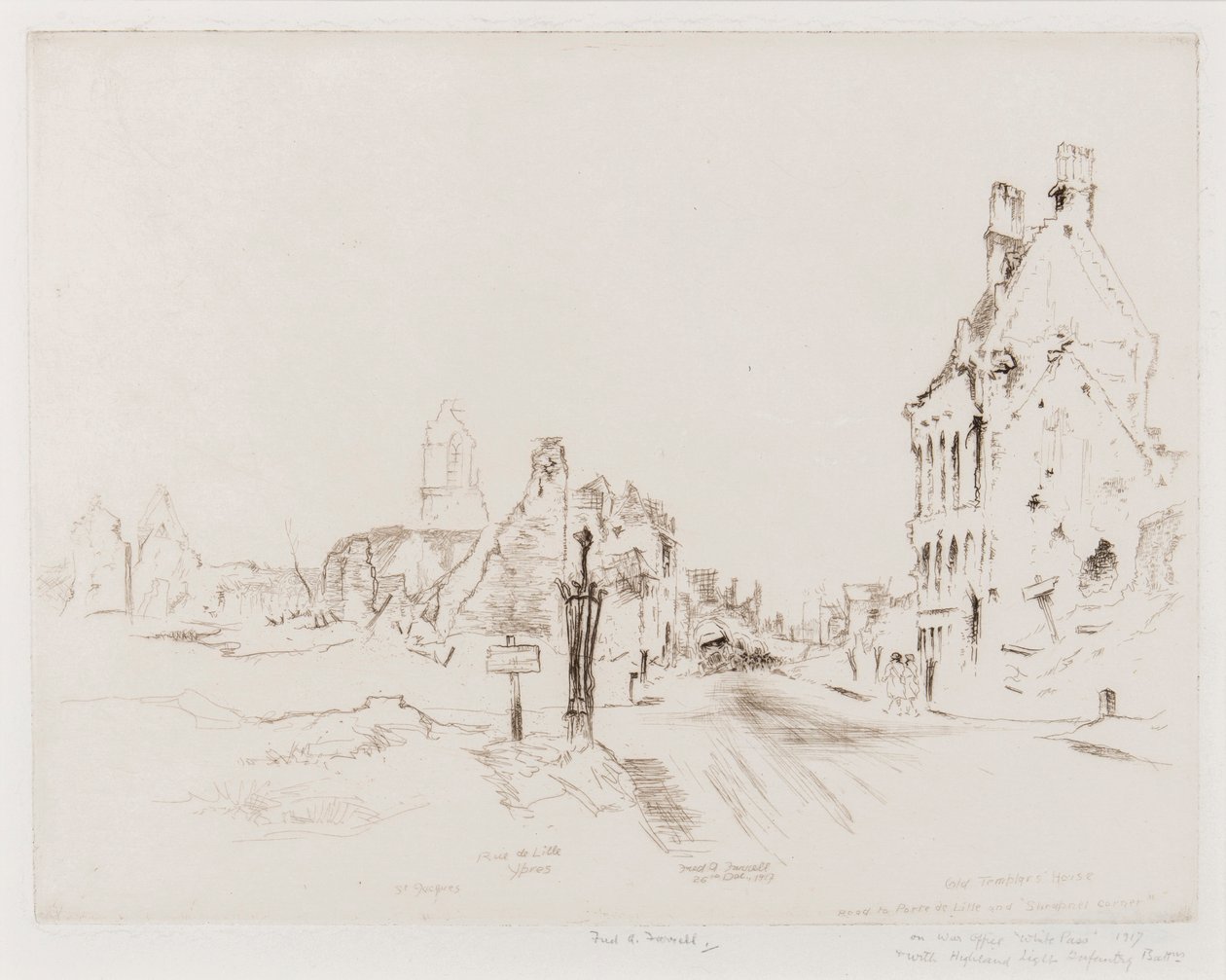 Ypres, 26 December 1917 (drypoint) by Frederick Arthur Farrell