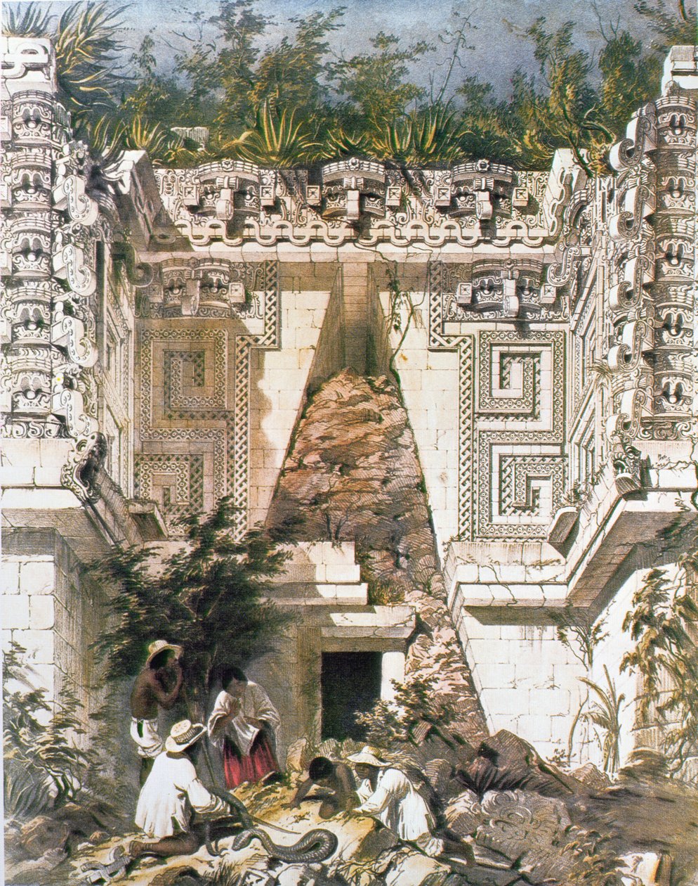 Valiler Sarayı, Uxmal, Yucatan, Meksika, 1844 (renkli taş) by Frederick Catherwood