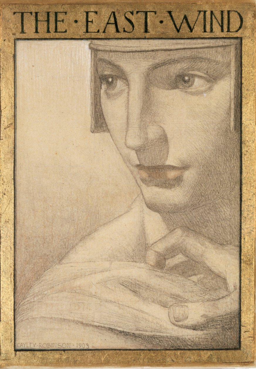 Dört Rüzgar - Doğu Rüzgarı, 1903 (kağıt üzerinde renkli tebeşirler) by Frederick Cayley Robinson