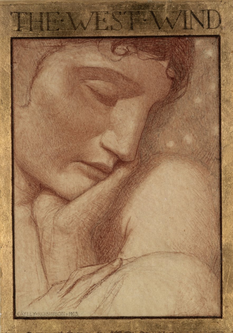 Dört Rüzgar - Batı Rüzgarı, 1903 (kağıt üzerinde renkli tebeşirler) by Frederick Cayley Robinson