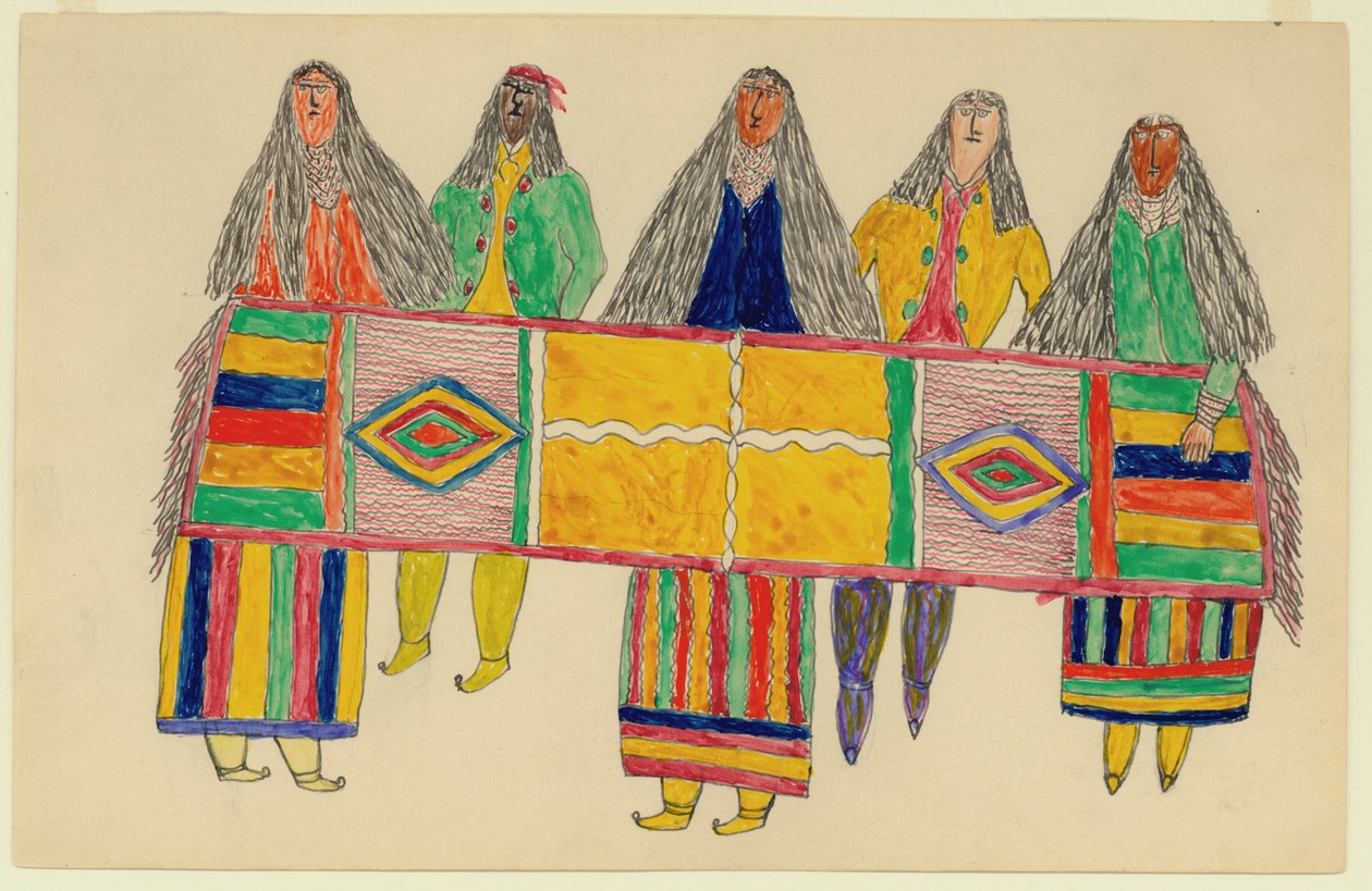 Apaçi Kızılderilileri, c.1894-99 (kağıt üzerinde mürekkep ve wc) by Frederick Gokliz