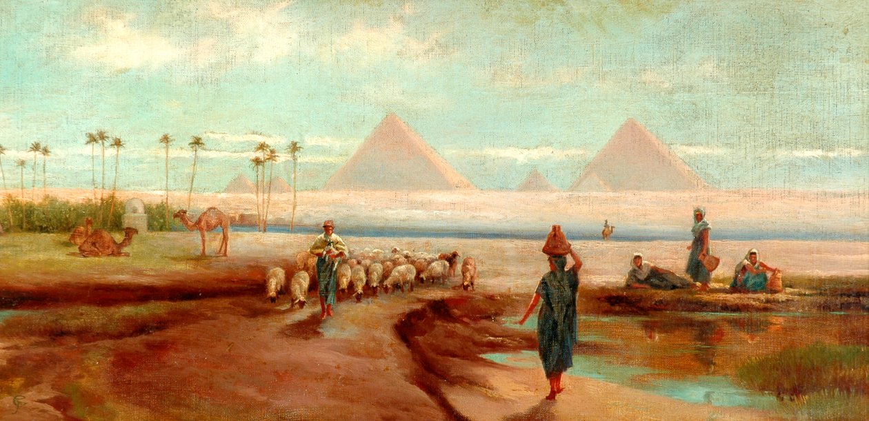 Kahire dışında (tuval üzerine yağlı boya, yeniden astarlanmış) by Frederick Goodall