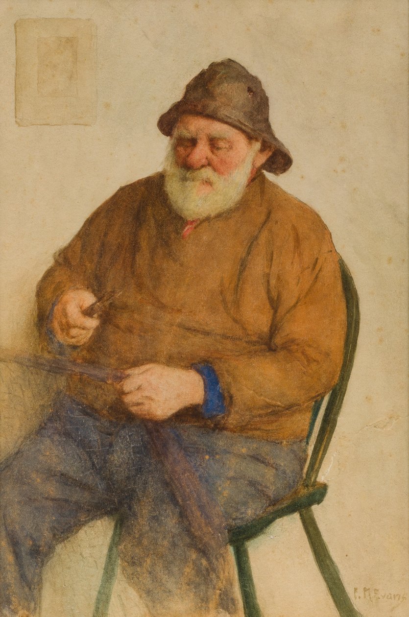 Balıkçı Ağ Tamiri (kağıt üzerinde wc) by Frederick James McNamara Evans