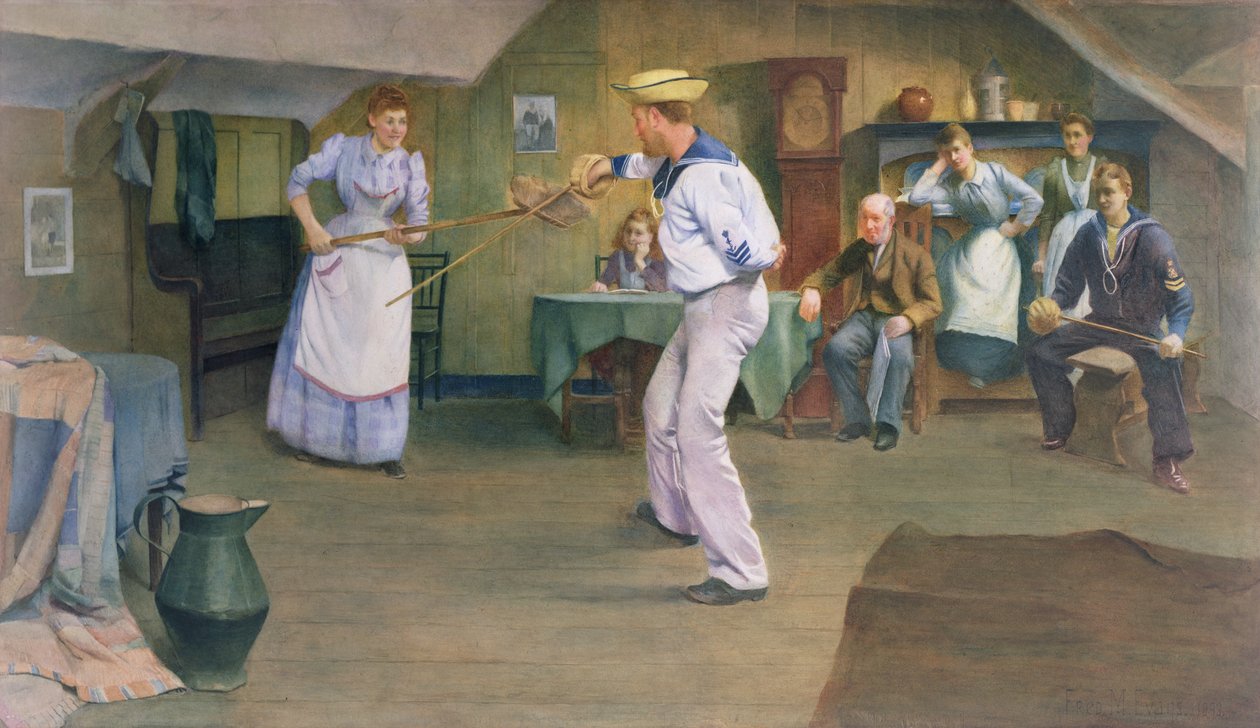 ದಿ ಫೆನ್ಸಿಂಗ್ ಲೆಸನ್, 1893 ಟರ್ಕ್ by Frederick James McNamara Evans