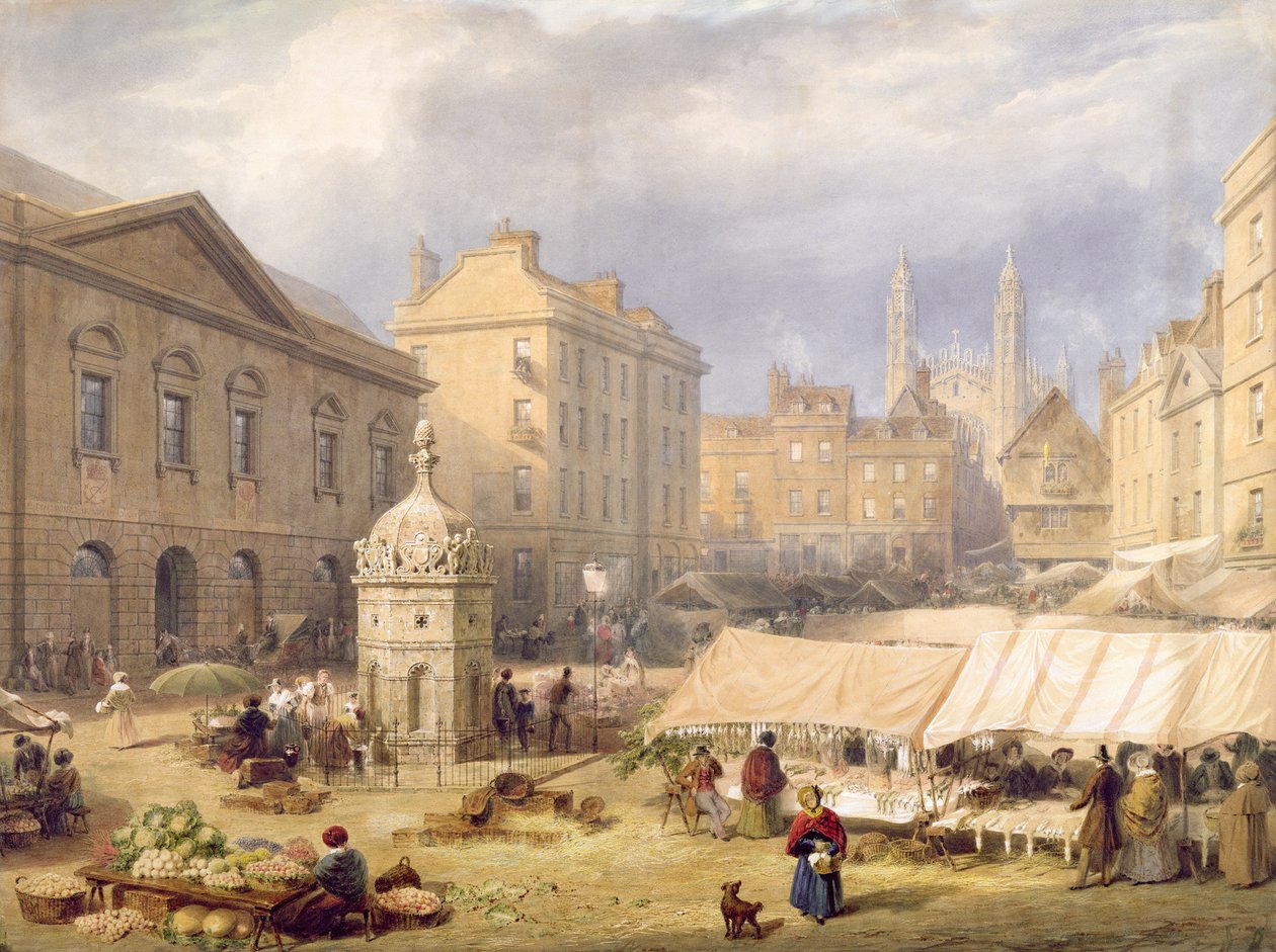 Cambridge Pazar Yeri, 1841 by Frederick Mackenzie