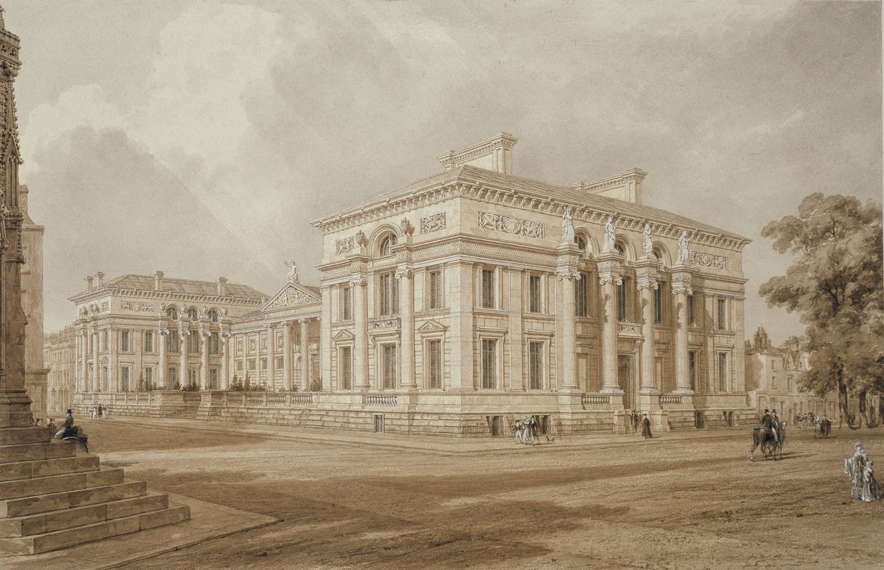 Taylor Binası ve Üniversite Galerilerinin Güney Doğu Görünümü (grafit üzerine gövde rengi ile sulu boya) by Frederick Mackenzie