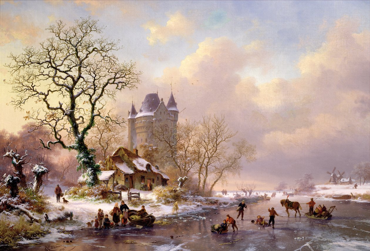 Bir Kale ile Kış Manzarası by Frederick Marianus Kruseman