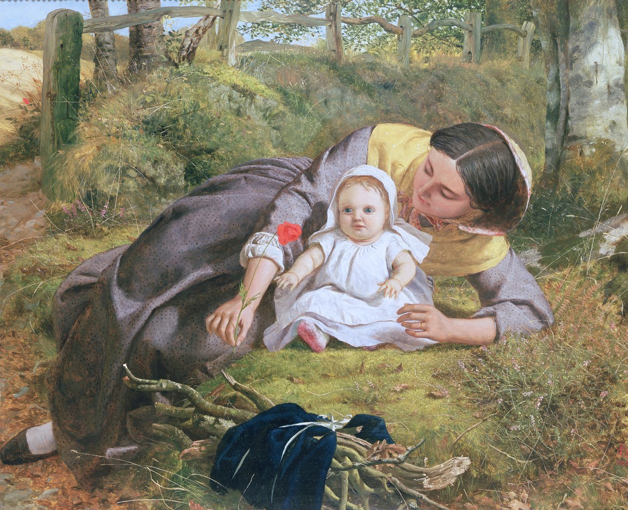 Bir haşhaş ile anne ve çocuk by Frederick Richard Pickersgill