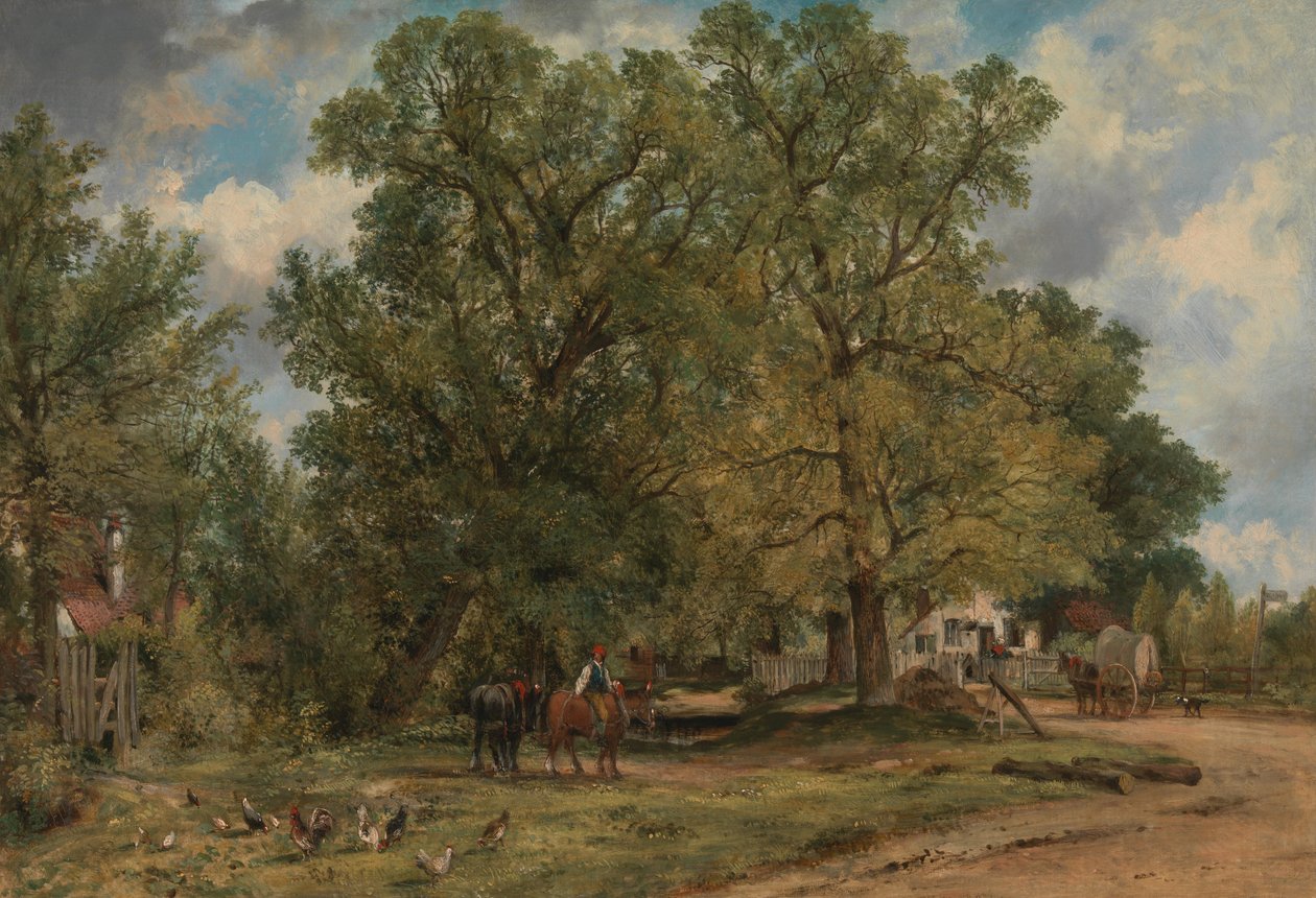 Kulübeler ile Peyzaj by George Frederick Watts