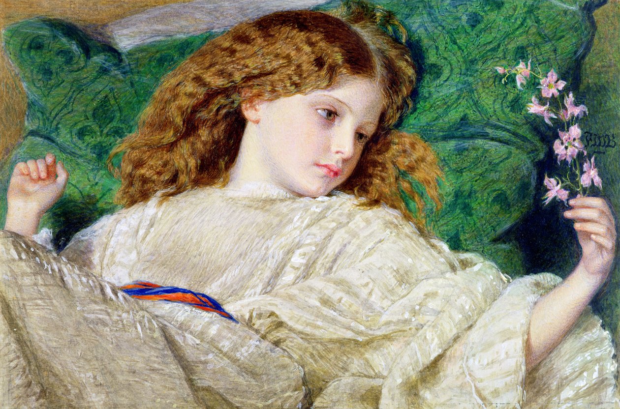 Dreams, c.1861 (wc, gövde rengi ve kart üzerinde grafit üzeri sakız) (bkz. 133888) by Frederick William Burton