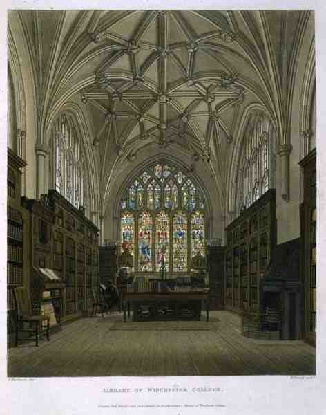 Winchester College Kütüphanesi, William James Bennett (1787-1844) pub tarafından oyulmuş 