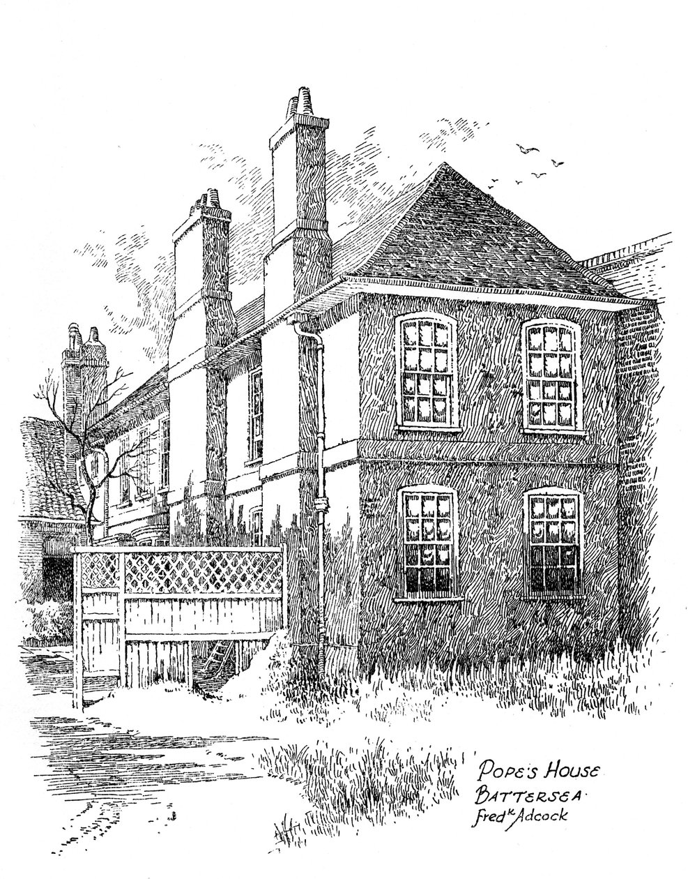 Alexander Popes evi, Battersea, Londra, 1912 by Frederick Adcock
