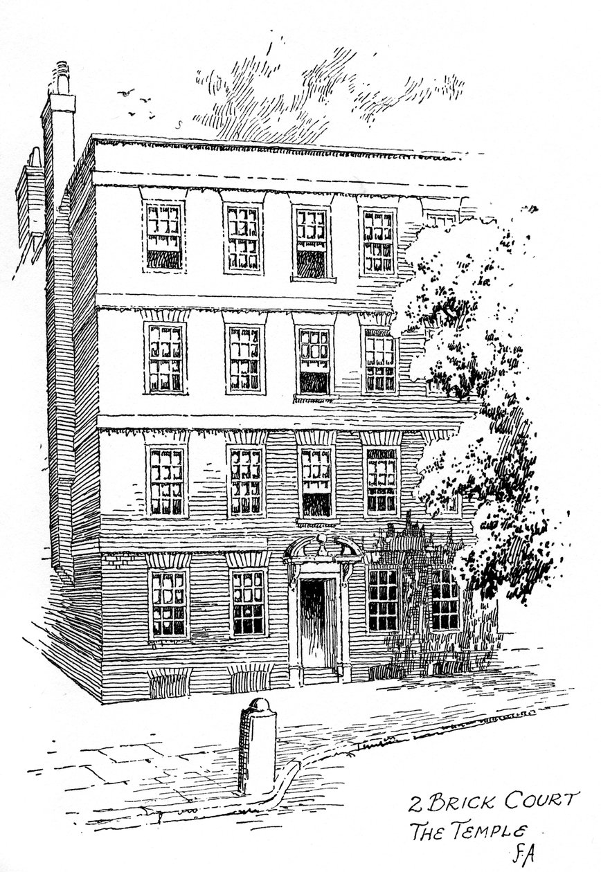 Oliver Goldsmiths evi, 2 Brick Court, Temple, Londra, 1912 by Frederick Adcock