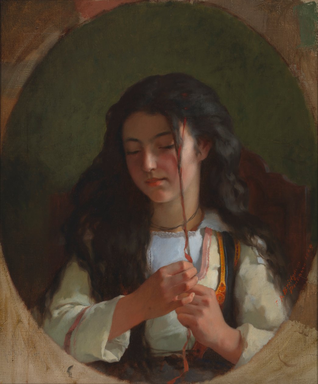 Genç Bir Kızın Çalışması, Pont Aven, 1869. by Frederick Arthur Bridgman