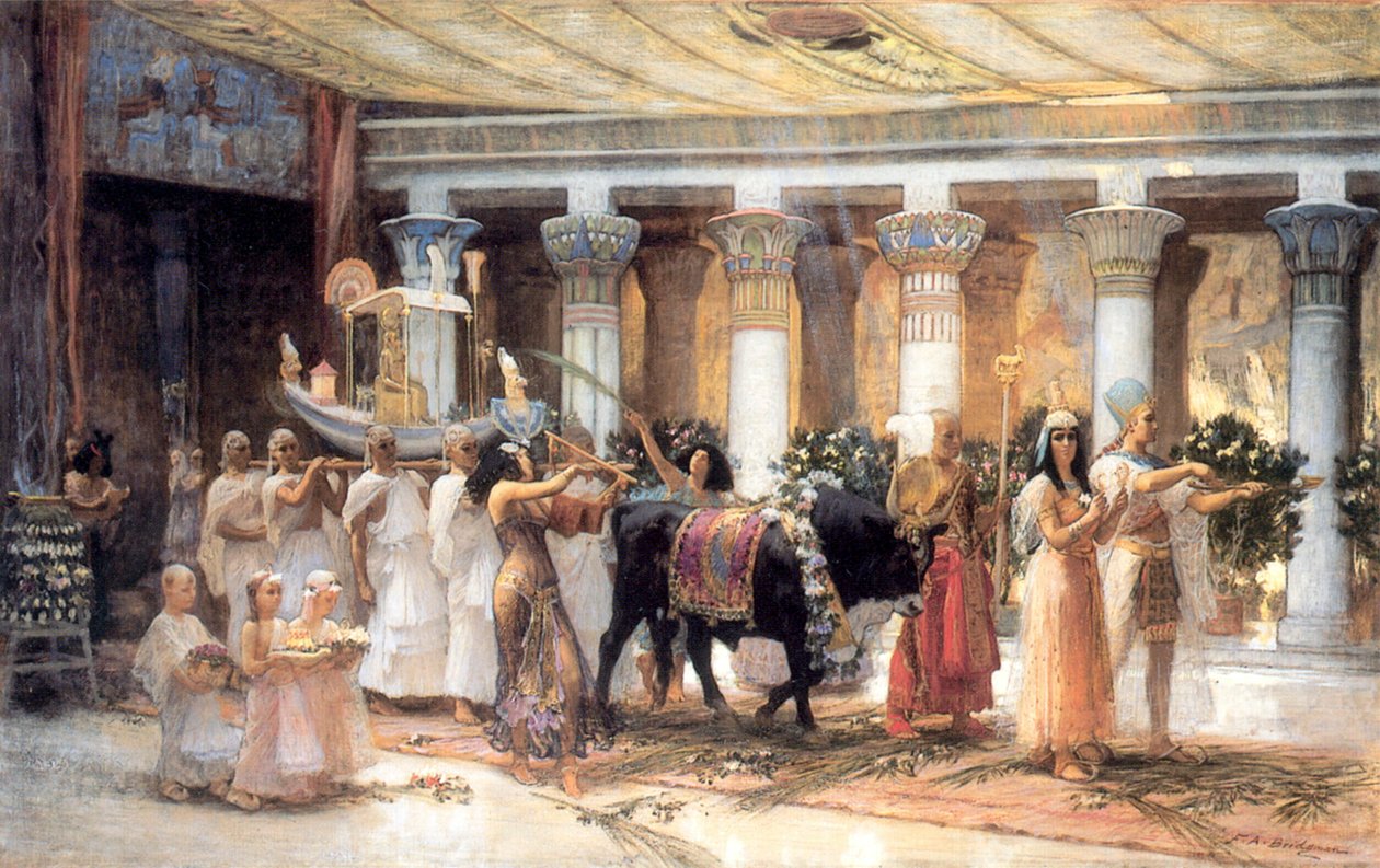Kutsal Boğa Apis Alayı, 19. yüzyılın sonları veya 20. yüzyılın başlarında. by Frederick Arthur Bridgman