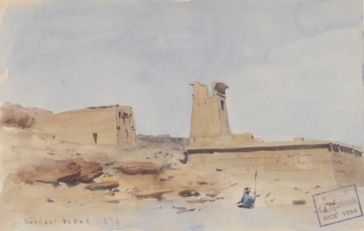 Dendur Tapınağı, Pilon ve Terasın Gösterilmesi, 1874. by Frederick Arthur Bridgman