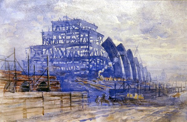 St. Pancras İstasyonu Tren Kulübesi İnşaatı by Frederick Barnard