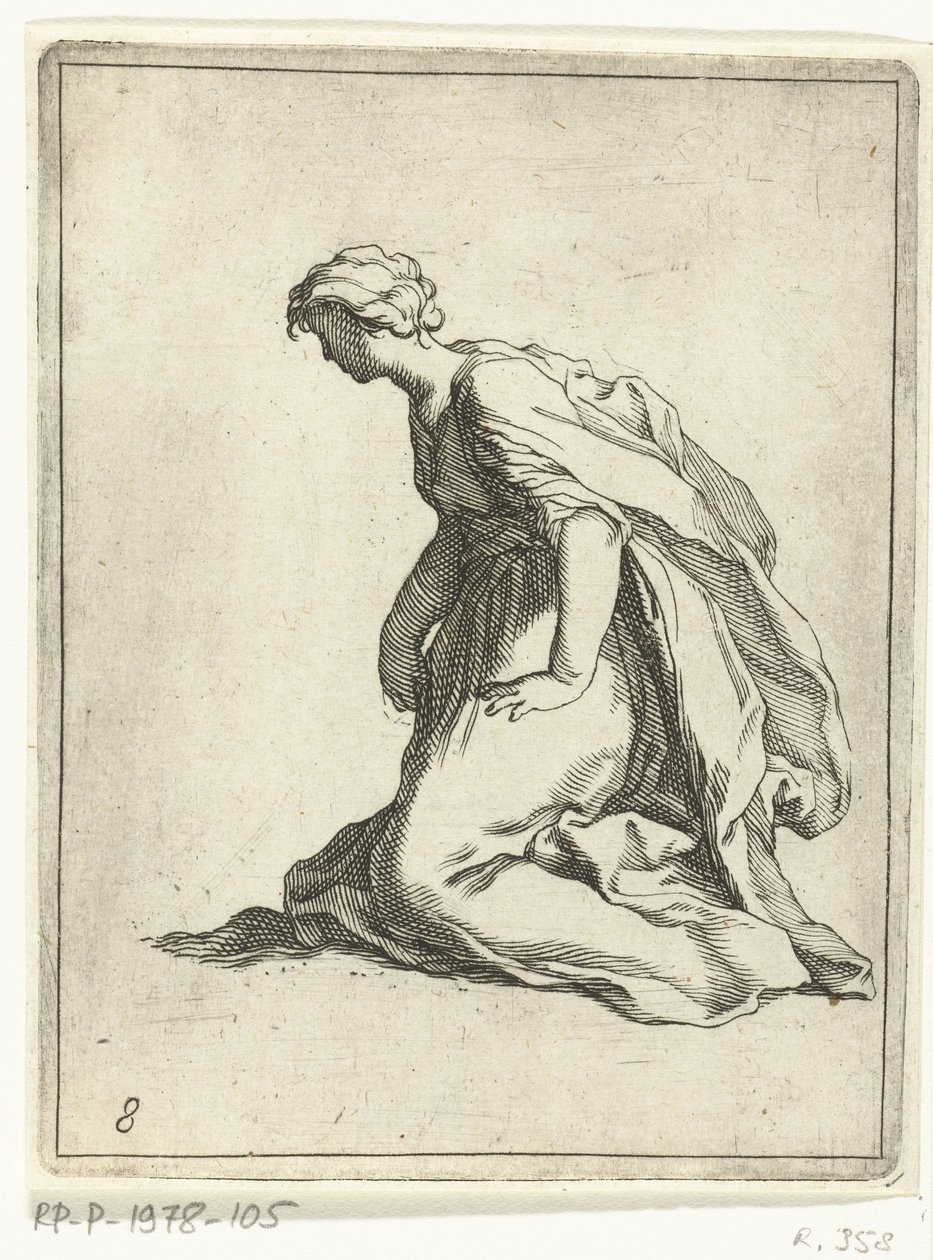 diz çökmüş genç kadın 15 küçük figür (dizi başlığı) by Frederick Bloemaert
