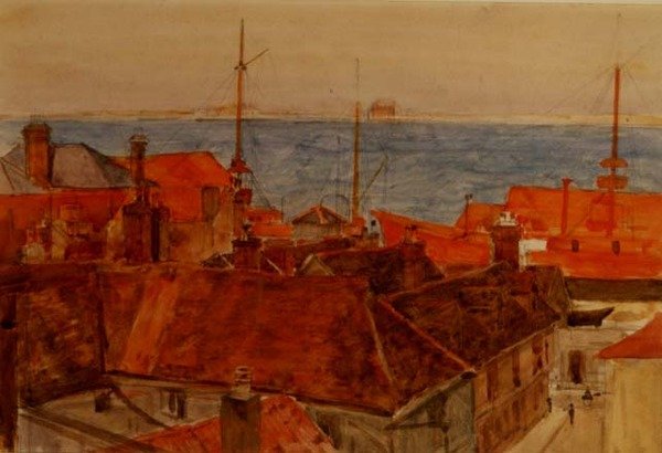 Harwich Limanı (suluboya) by Frederick Brown